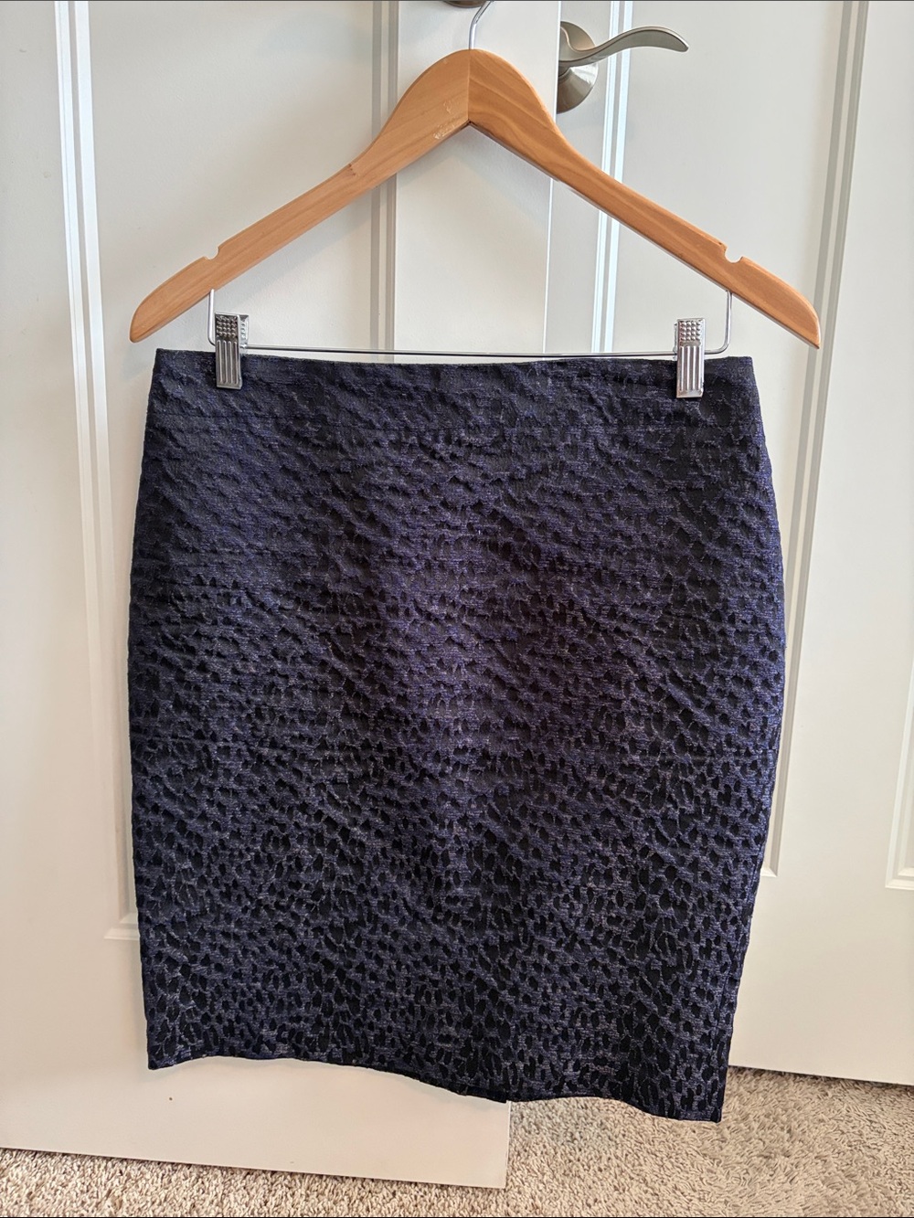 ABS Allen Schwartz Navy Textured Pencil Skirt